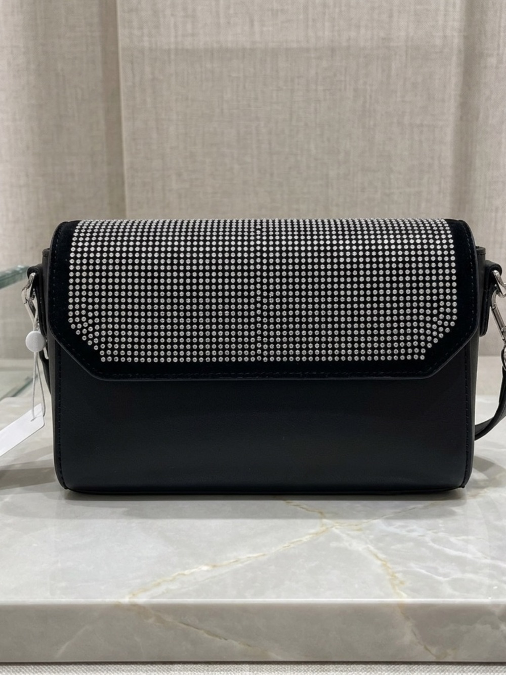 Valentino Orlandi Black Crystal-Studded Crossbody Bag NWT Retail $199 - Picture 4 of 6